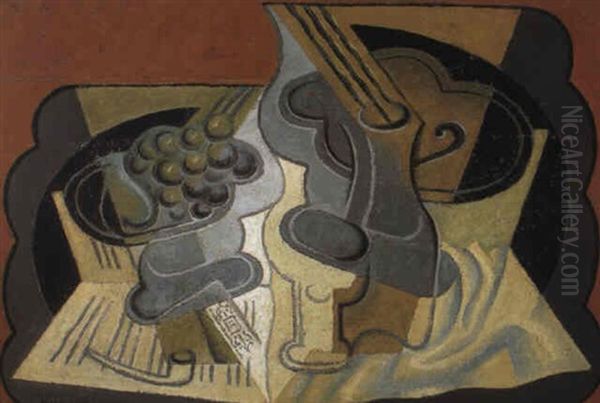 Compotier Et Guitare Oil Painting by Juan Gris