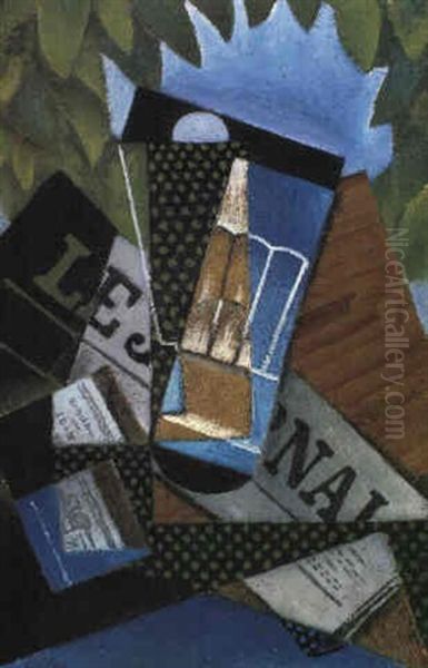 Verre Et Journal Oil Painting by Juan Gris