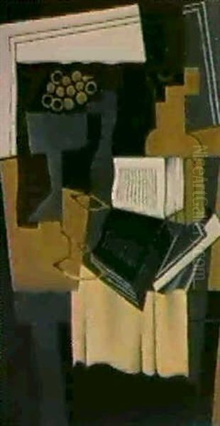 Carafe Et Livre Oil Painting by Juan Gris