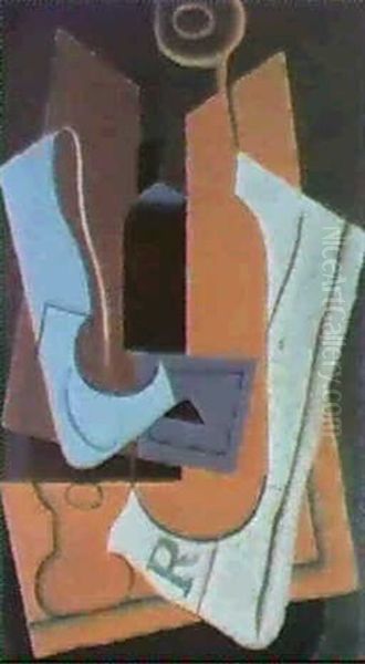 Carafe, Cuillere Et Verre Oil Painting by Juan Gris