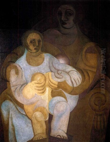 Mere Et Enfant Oil Painting by Juan Gris