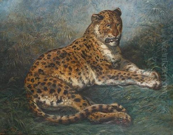 Leopard (pair) Oil Painting by Ernest Henri Griset