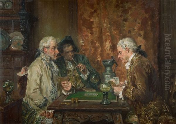 Der Falschspieler Oil Painting by Francois Adolphe Grison