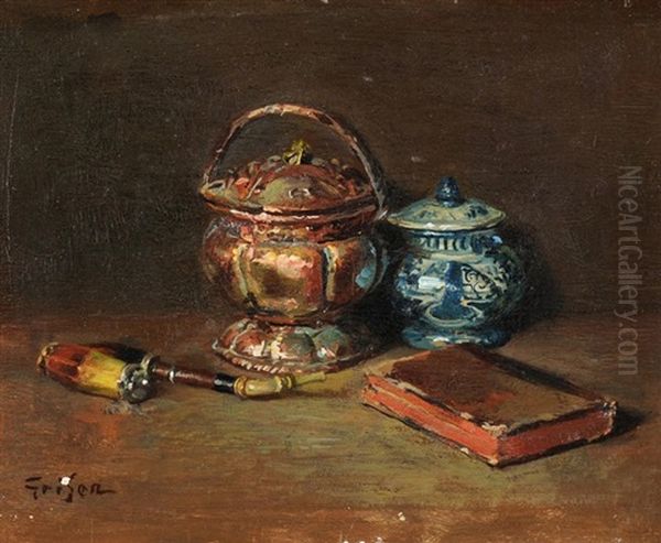 Tabatiere Et Pipe Oil Painting by Francois Adolphe Grison