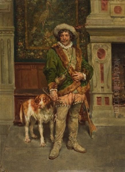 Edelmann Mit Gewehr Und Jagdhund Oil Painting by Francois Adolphe Grison