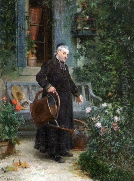 Le Cure Jardinier Oil Painting by Francois Adolphe Grison