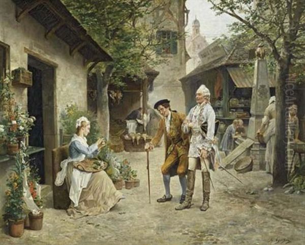 La Bouquetiere Oil Painting by Francois Adolphe Grison