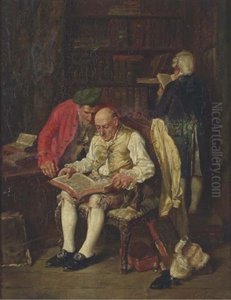 Les Recherches (+ The Art Patron; 2 Works) Oil Painting by Francois Adolphe Grison