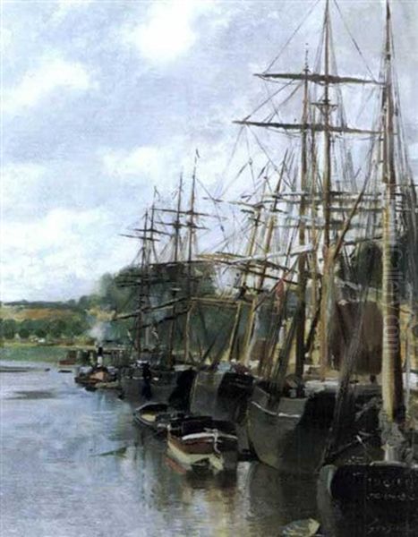 Saint-valery Sur Somme Oil Painting by Francois Adolphe Grison