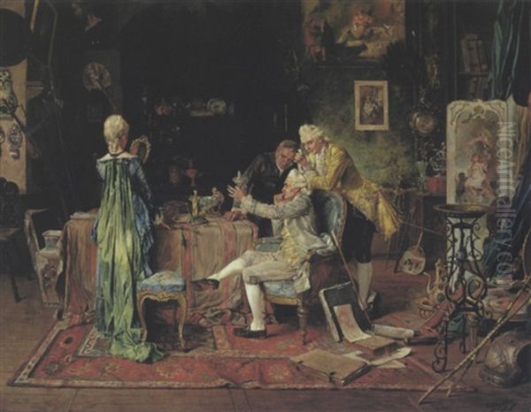 The Collector In An Interior Oil Painting by Francois Adolphe Grison