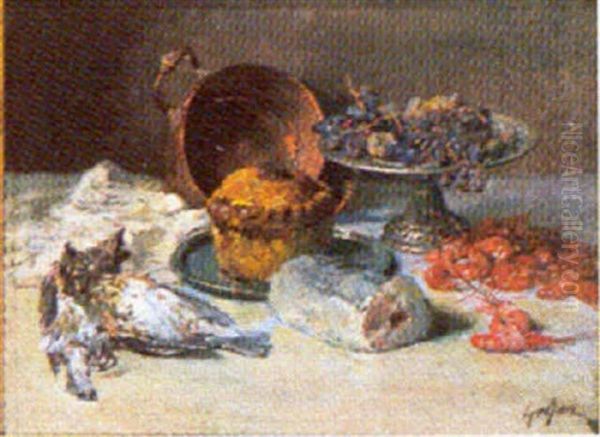 Les Apprets D'un Bon Repas Oil Painting by Francois Adolphe Grison