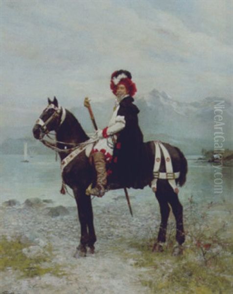 Reiter Zu Pferd Oil Painting by Francois Adolphe Grison