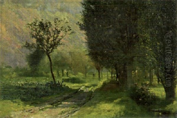 Dans Les Champs De Gaillard, Haute Savoie Oil Painting by Francois Adolphe Grison