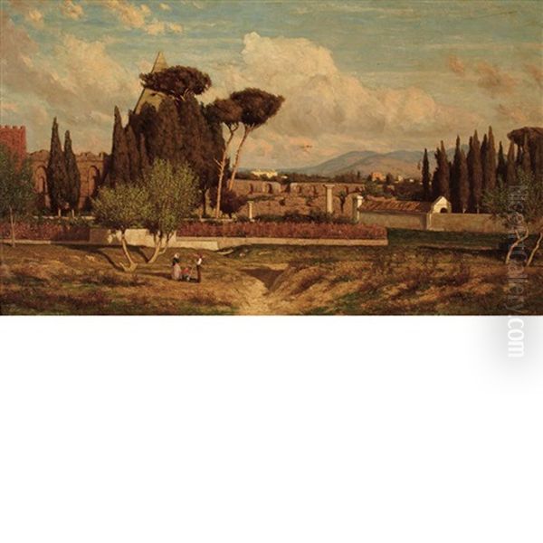 Italianate Landscape With Classical Ruins, Rome Oil Painting by Casimir Clayton Griswold