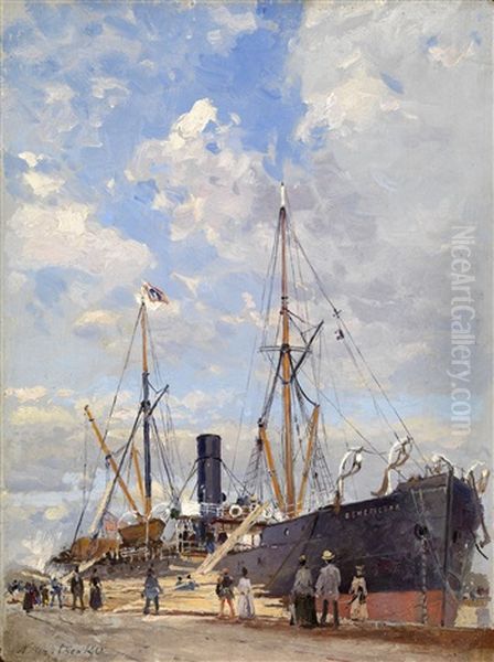 Port Le Havre Oil Painting by Nikolai Nikolaevich Gritsenko