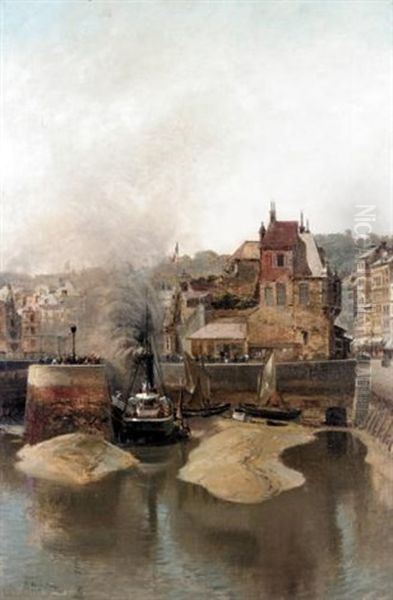 Harbour Scene In France Oil Painting by Nikolai Nikolaevich Gritsenko