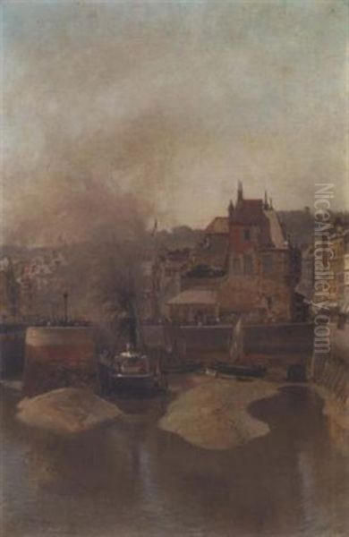 Harbour Scene In France Oil Painting by Nikolai Nikolaevich Gritsenko