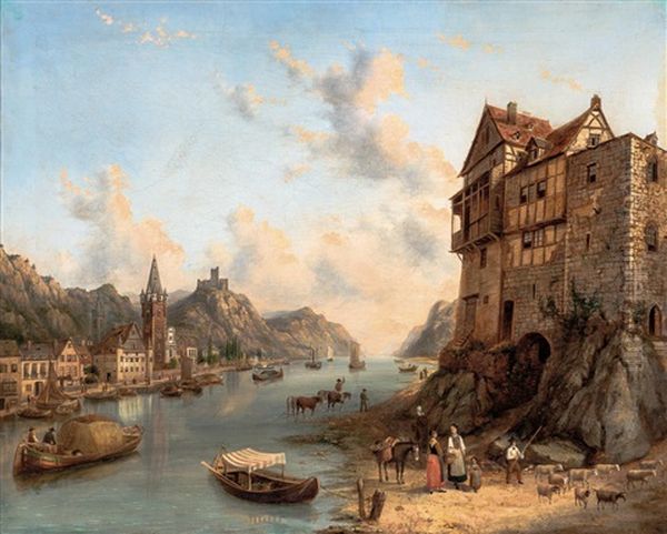 (on The Rhine) Oil Painting by Henry C. Gritten