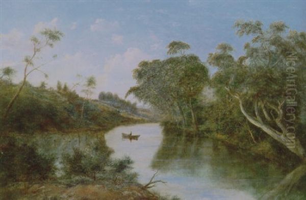 View Of The Yarra, Knockanda, Alphington Oil Painting by Henry C. Gritten