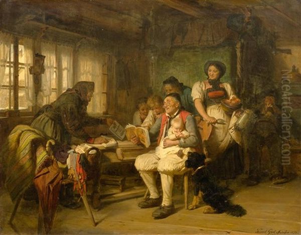 The Almanac Seller Oil Painting by Conrad Grob