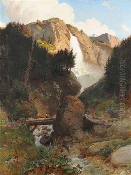 Oltschibach Bei Brienz Oil Painting by Conrad Grob