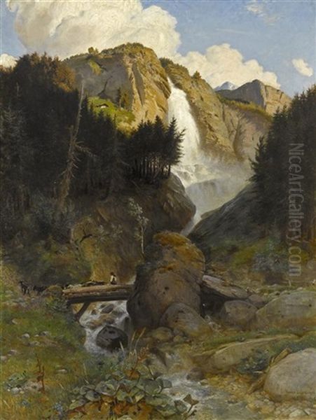 Berglandschaft Mit Oltschibach Bei Brienz by Conrad Grob