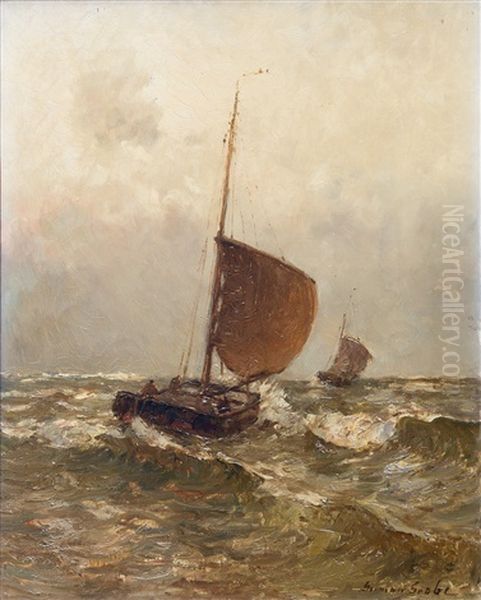 A Bomschuit In The Surf by German Grobe