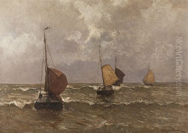 Ausfahrende Fischerboote Oil Painting by German Grobe