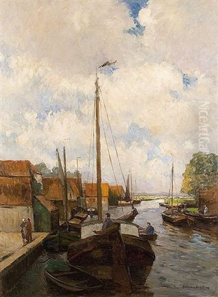 Am Binnenhafen Oil Painting by German Grobe