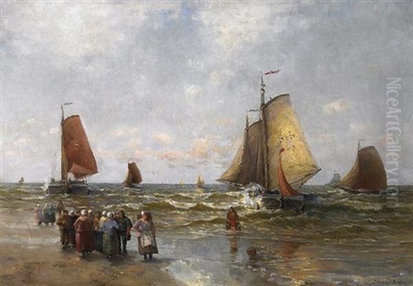 Kustenfischer An Der Nordsee Oil Painting by German Grobe