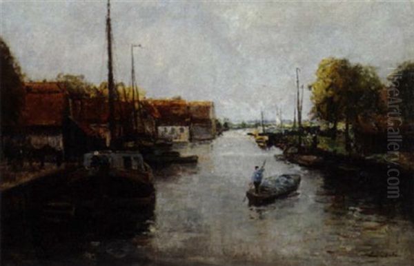 The River Oude Rijn Near Katwijk Binnen Oil Painting by German Grobe