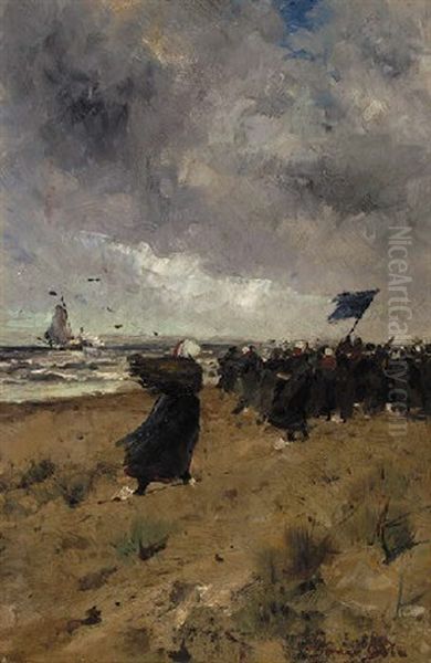 Fisherwomen Guiding In The Fleet by German Grobe