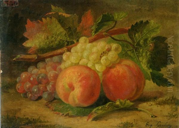 Peches Et Raisins Oil Painting by Anthelme-Eugene Grobon