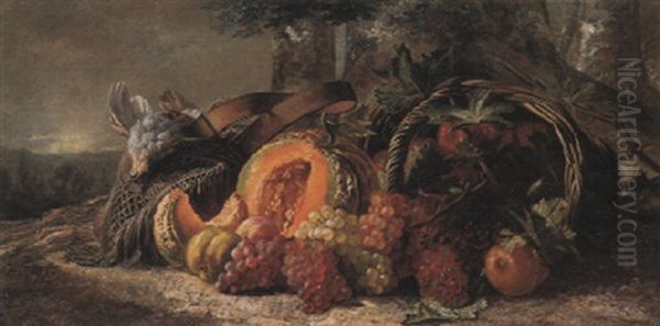 Fruits D'automne Et Perdrix Oil Painting by Francois Frederic Grobon