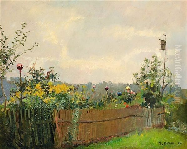 Bauerngarten Am Chiemsee Oil Painting by Hermann Groeber