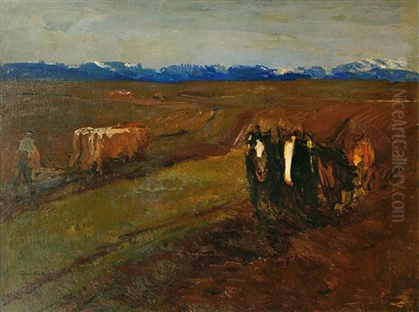 Feldarbeit Oil Painting by Hermann Groeber