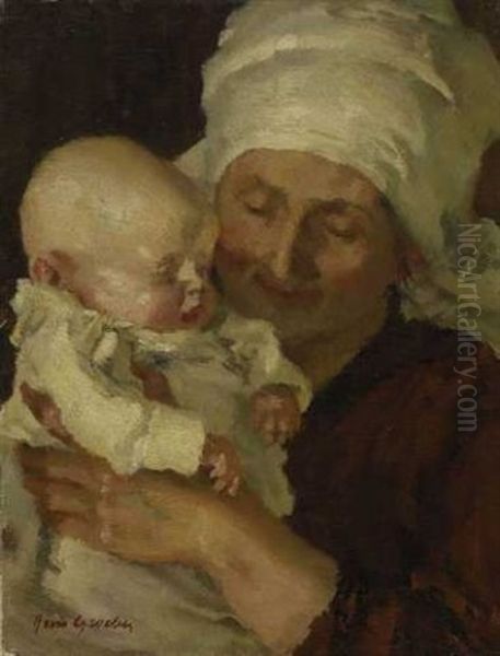 Mutter Mit Kind Oil Painting by Hermann Groeber