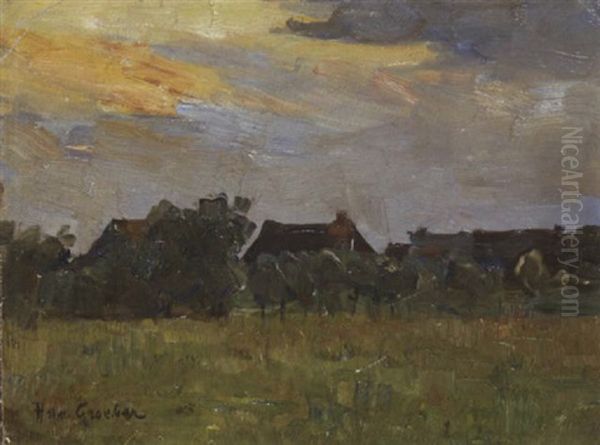 Dorflandschaft Oil Painting by Hermann Groeber