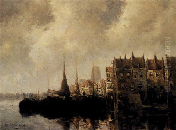 A View Of Dordrecht Oil Painting by Cornelis Groeneveld