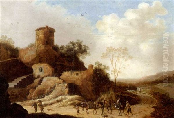 Landschaft Mit Reisenden Oil Painting by Pieter Anthonisz van Groenewegen