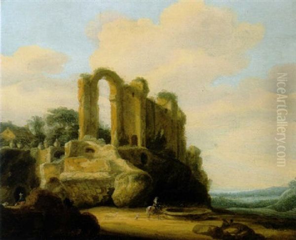 Die Ruine Acqua Giulia In Der Romischen Campagna Oil Painting by Pieter Anthonisz van Groenewegen