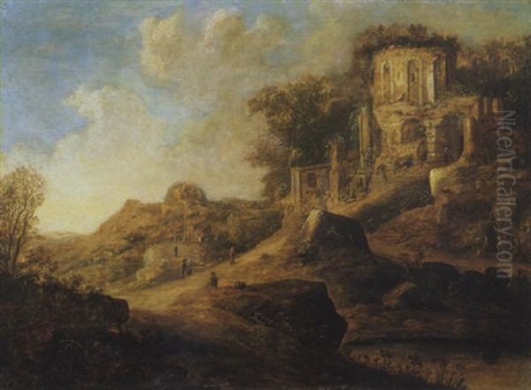 Italienische Landschaft Mit Ruinen Oil Painting by Pieter Anthonisz van Groenewegen