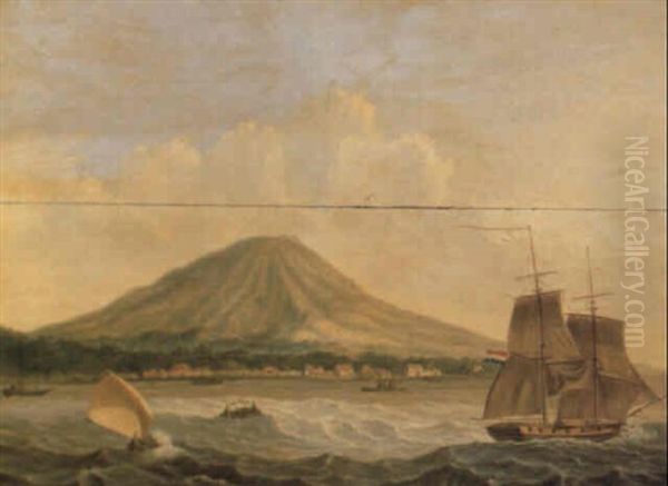 Shipping Before Ternate, The Moluccas Oil Painting by Wilhelmus Van Groenewoud