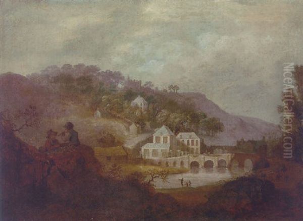 A View Of Bartholomew Sullivan's Paper Manufactory, Ironworks And Foundry Beside The River Lee, Beechmount, Near Cork Oil Painting by Nathaniel Grogan the Elder