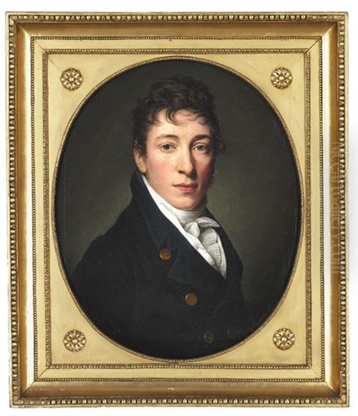 Portrait Of Marcus Pauli Karenus Holst Von Schmidten (1791-1849) Oil Painting by Friedrich Carl Groeger