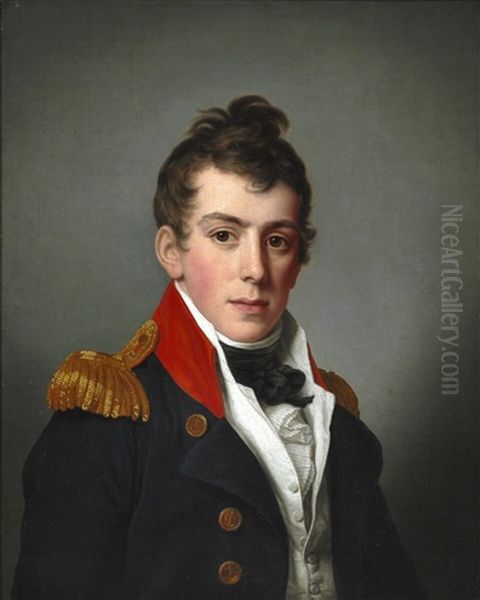 Portrait Of Naval Officer Louis De Coninck (1788-1840) Oil Painting by Friedrich Carl Groeger