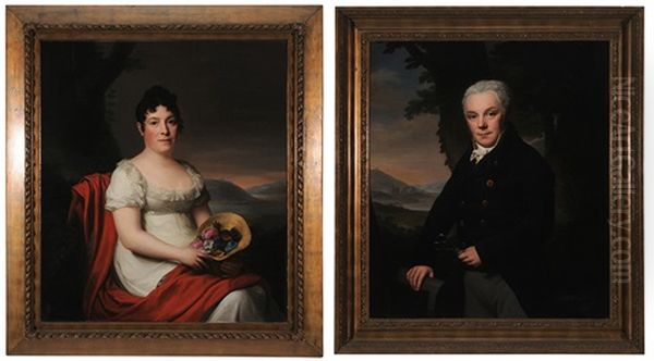 Mr. And Mrs. Gebauer (pair) Oil Painting by Friedrich Carl Groeger