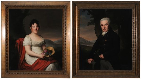 Mr. And Mrs. Gebauer (pair) Oil Painting by Friedrich Carl Groeger