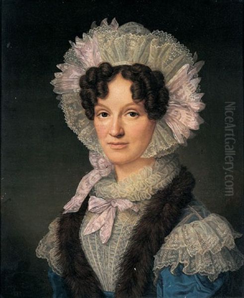 Bildnis Der Maria Theresia Ludendorf, Geb. Bohl Oil Painting by Friedrich Carl Groeger