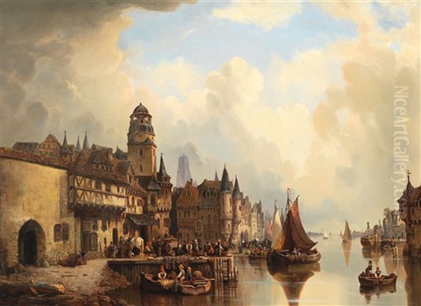 View Of City Oil Painting by Reinhold Grohmann